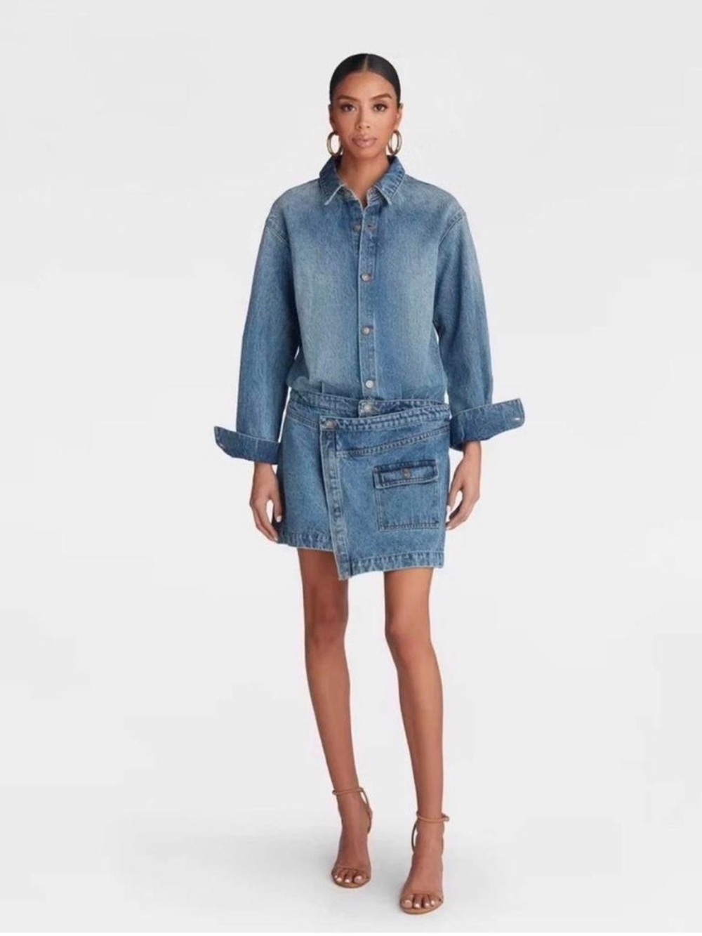 NWT/KBB by Kahlana Women’s Long Sleeve ‘The Asymm Denim Dress’ Size L